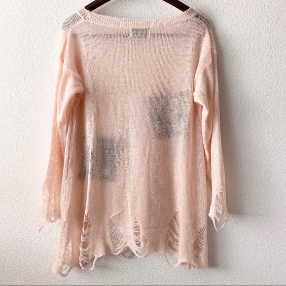 NWOT Dice knit distressed sweater - Picture 2 of 6